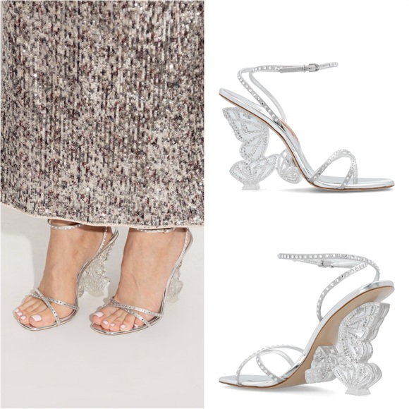 EUC Sophia Webster SILVER ‘Paloma’ heeled sandals 37.5 - Picture 1 of 13